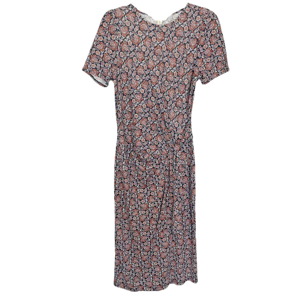 Boden Knot Front Jersey Midi Dress Size 6R Black Block Paisley Print Career Work